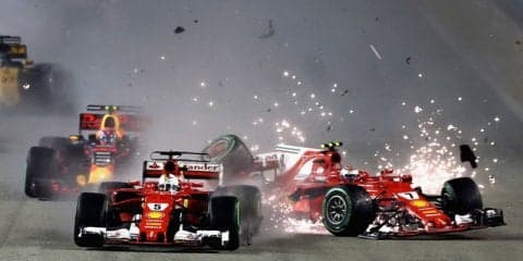 【F1 シンガポールGP】スタート直後の大波乱でフェラーリ2台リタイア、ハミルトンが今季7勝目