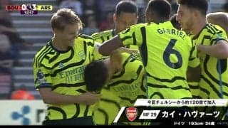 みんなで狂喜乱舞！120億の男の初ゴール「おめでとう」イングランド代表がPK譲る→ハヴァーツ決める→全員で取り囲む 無敗アーセナルのチームワークが最高すぎる瞬間