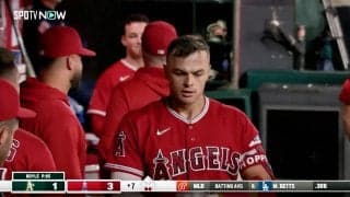 “カモン！ショーヘイさん！” 大谷翔平を慕う若きイケメン捕手が痛烈弾で雄叫び 「大谷くんどこ」ファンの“大谷探し”も話題に