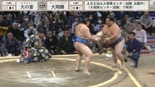 「強すぎるよ君」ざんばら髪の大器・大の里、約200キロ“経験豊富”な超重量級力士を電車道で圧倒「えげつない」