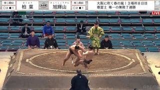 力士が土俵下に転落で館内騒然→見事な受け身に拍手喝采 驚異の身体能力に驚きと安堵が交錯