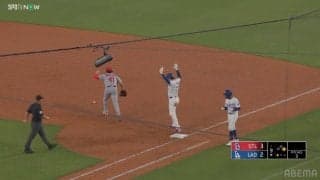 大谷翔平が“ダンシング”？ヌートバーの超好プレーに塁上で大慌て コミカルな動きに「落ち着けｗ」「わちゃわちゃかわええ」 の声