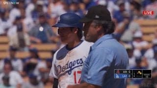 大谷翔平、塁上で“ぴょん”カメラが捉えた謎行動が話題…相手内野手も反応のほっこり一部始終