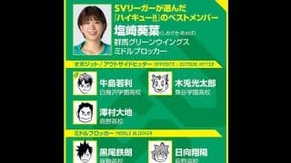 【ハイキュー‼×SVリーグ】群馬の塩崎葵葉は『ハイキュー‼』ベストメンバーにも選んだ木兎光太郎の言葉に「共感できます！」