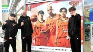 オレンジバイキングスを応援　松山市のファミマ店舗にラッピング登場