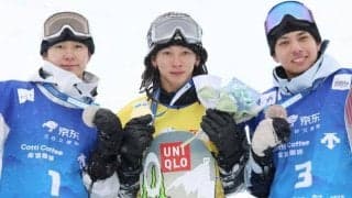 平野歩夢が金　男子HPで表彰台独占　写真で見る中国･スノボW杯