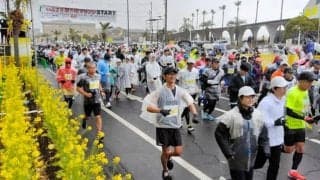 早春の指宿路、8800人駆ける　菜の花マラソン大会
