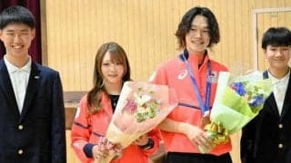HP銅の山田琉聖選手が母校の生徒にエール「好きなことを貫いて」