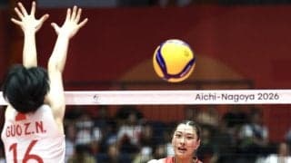 【バレー】日本女子、第２セットも連取される　立ち上がりから呉夢潔に３連続得点を許す