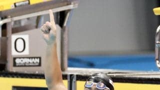競泳　元高校球児が競泳でアジア大会日本新Ｖ１００バタフライ光永翔音