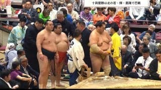 「ホンモノだ」「大御所おるやん」十両優勝決定“巴戦”に大物政治家が“鎮座” 圧倒的存在感にざわめき