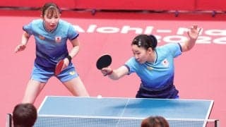 【卓球】恐るべし中国ペア…３ゲーム連続で落とす　みわひな、崖っぷちに追い込まれる