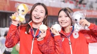 「凄すぎんか、この表彰台」「美女美女美女」アジア大会の陸上表彰台にネット反響　日本の人気ハードラー２人に中国１７５ｃｍ高身長美女“ハードルの女神”がズラリ「スタイル凄い」