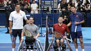 現役引退のテニス錦織圭がフェデラーと異色対決、車いすテニス国枝慎吾氏とペア組む
