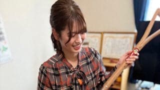 【日本ハム】スコップ三味線に挑戦　簡単そうでもやってみると大違い／滝谷美夢のみゆダイアリー